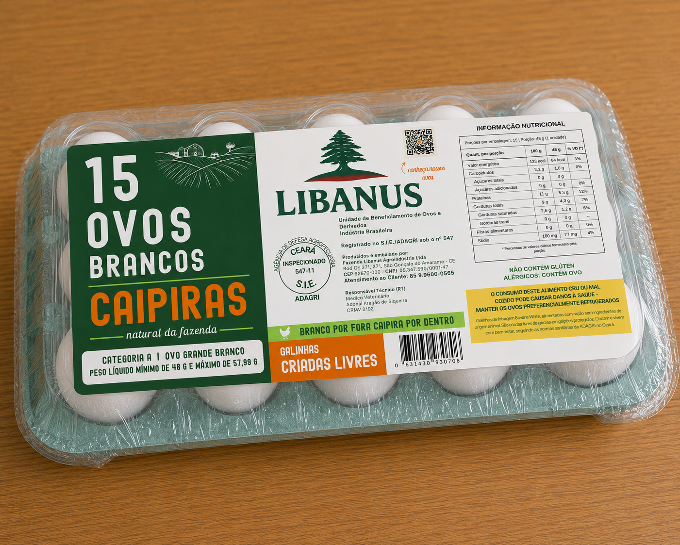 Bandeja de 15 ovos Libanus